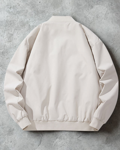 Men’s Bomber Jacket - Woven Fabric - Relaxed Fit - Ribbed Collar and Cuffs