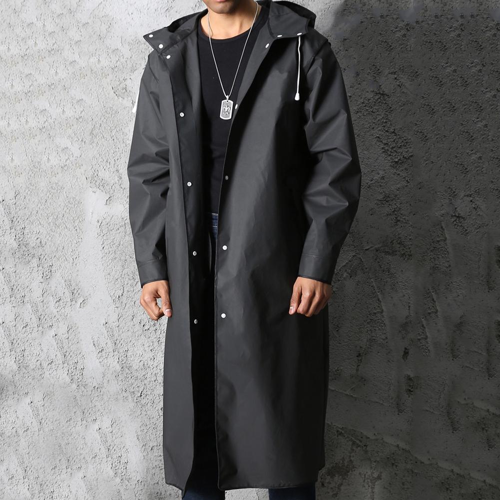 Men’s Raincoat – Waterproof Oversized Fit – Full Length – Hooded with Button Closure