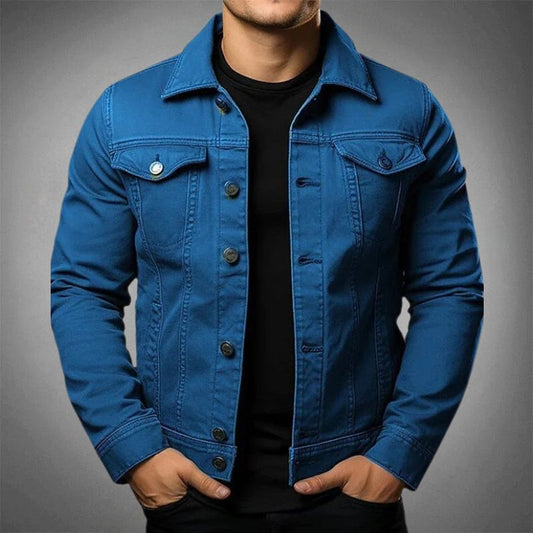 Men’s Denim Jacket – Slim Fit – Button-Up Front – Structured Casual Outerwear