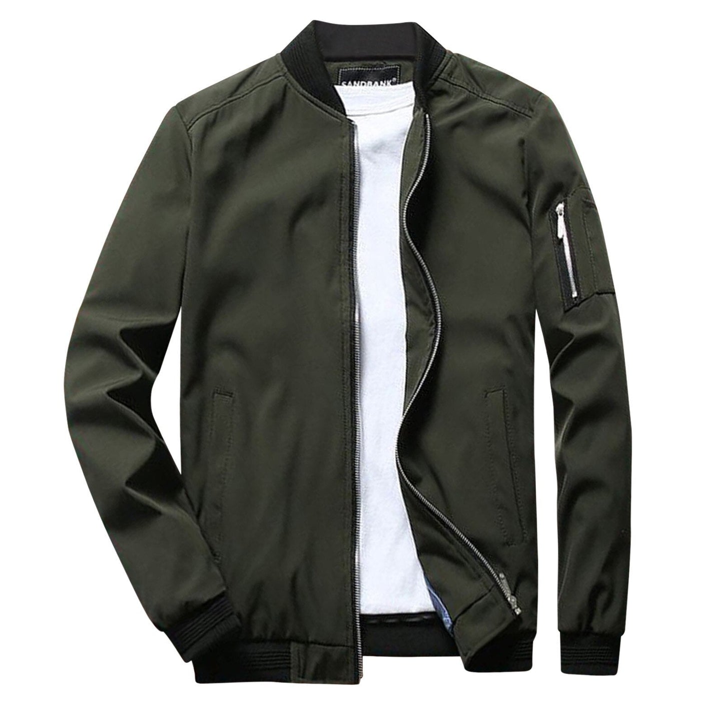 Men’s Bomber Jacket – Slim Fit – Zipper Front – Ribbed Trim