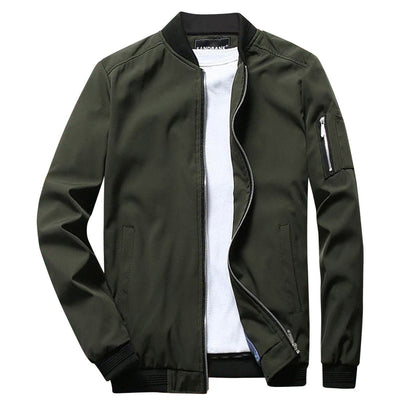Men’s Bomber Jacket – Slim Fit – Zipper Front – Ribbed Trim