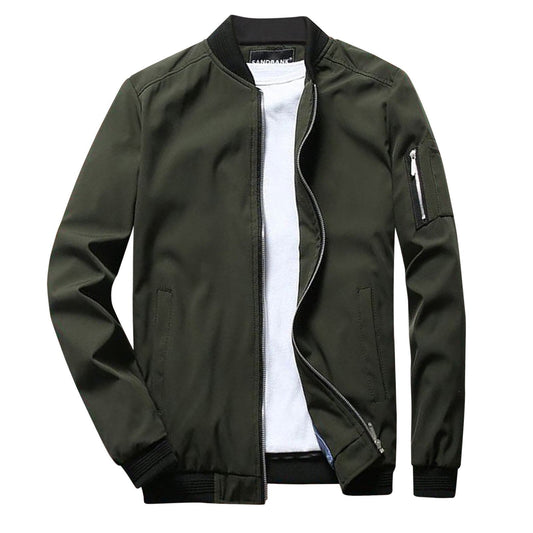 Men’s Bomber Jacket – Slim Fit – Zipper Front – Ribbed Trim