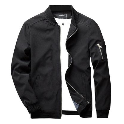 Men’s Bomber Jacket – Slim Fit – Zipper Front – Ribbed Trim
