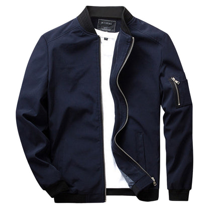 Men’s Bomber Jacket – Slim Fit – Zipper Front – Ribbed Trim