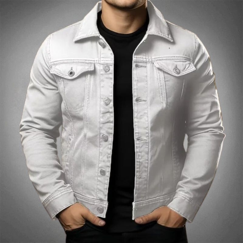 Men’s Denim Jacket – Slim Fit – Button-Up Front – Structured Casual Outerwear