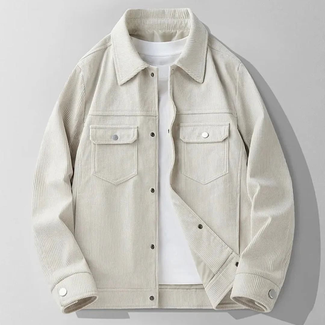 Sebastian Relaxed Fit Corduroy Jacket | Collared Button Front Jacket