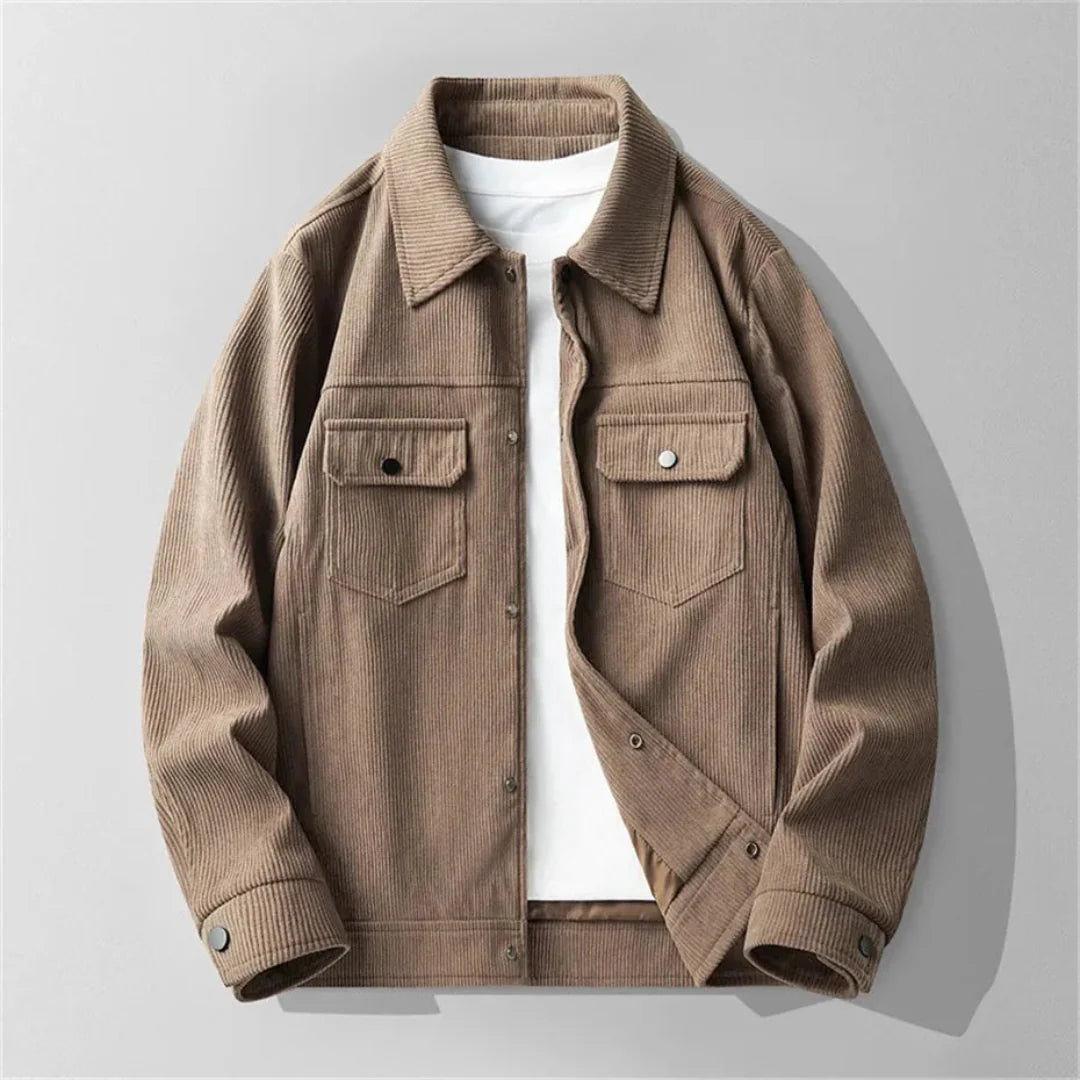 Sebastian Relaxed Fit Corduroy Jacket | Collared Button Front Jacket