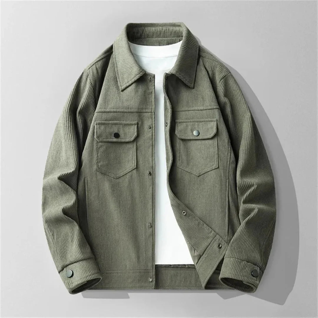 Sebastian Relaxed Fit Corduroy Jacket | Collared Button Front Jacket