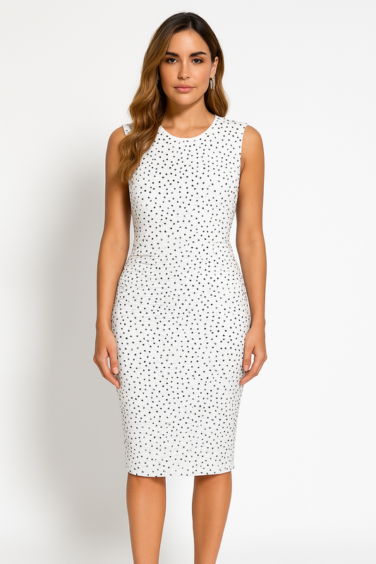 Women’s Sleeveless Dress – Slim Fit – Sequin Embellished – Knee Length – Back Slit