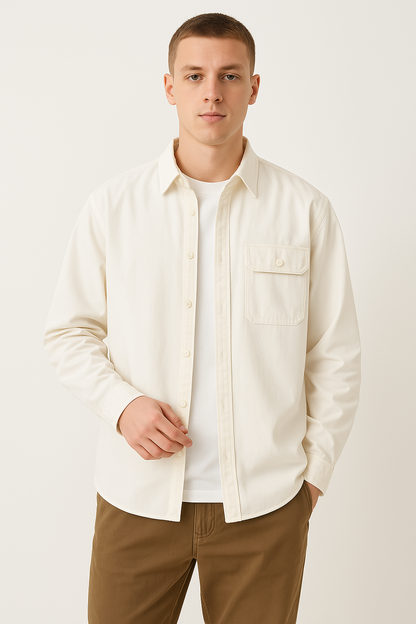 Men’s Button-Down Shirt – 100% Cotton – Relaxed Fit – Long Sleeve Casual Style