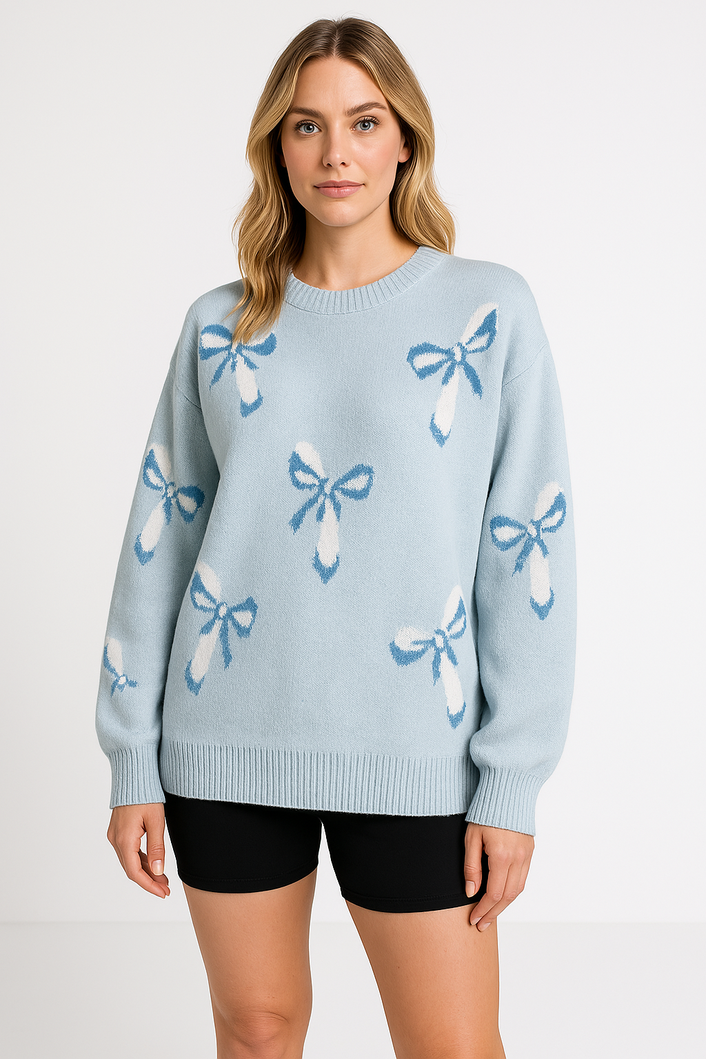 Women’s Pullover Sweater – Oversized Fit – Soft Knit Jacquard – Crew Neck Casual Wear
