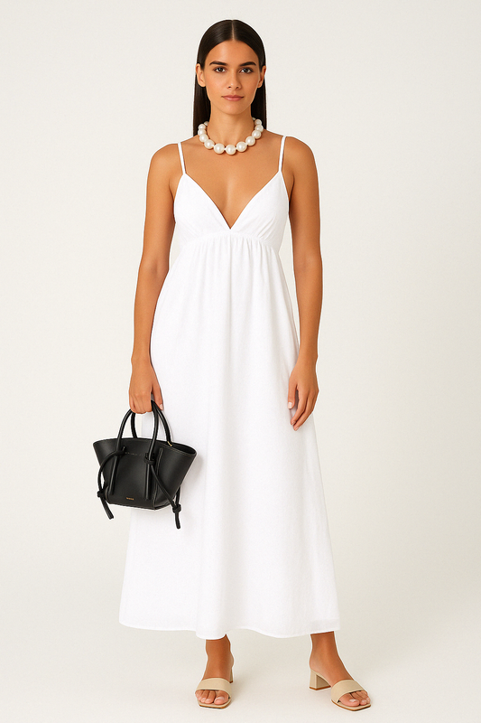 Women’s Maxi Dress – V-Neck – Spaghetti Straps – Open Back – Lightweight Relaxed Fit