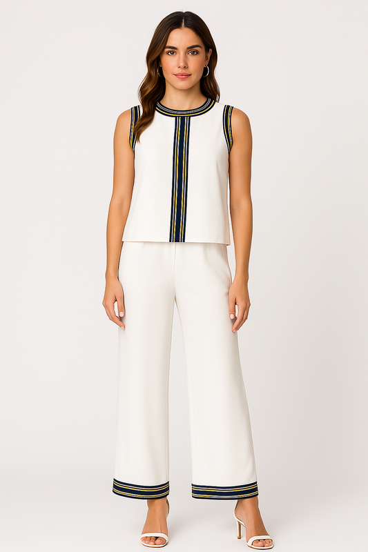 Women’s Top and Pants Set – Sleeveless – Relaxed Fit – Wide-Leg – Silky Lightweight