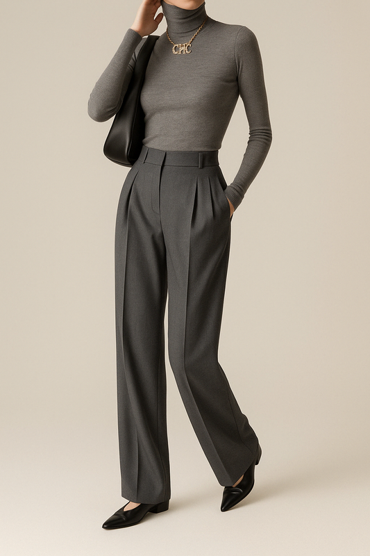 Women’s Wide-Leg Pants – High Waist – Tailored Pleats – Full Length