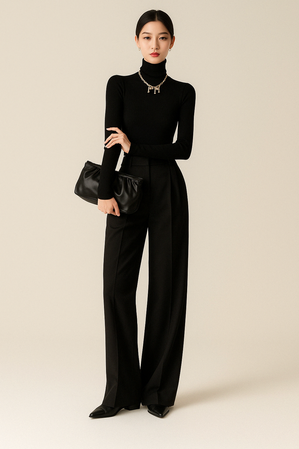 Women’s Wide-Leg Pants – High Waist – Tailored Pleats – Full Length