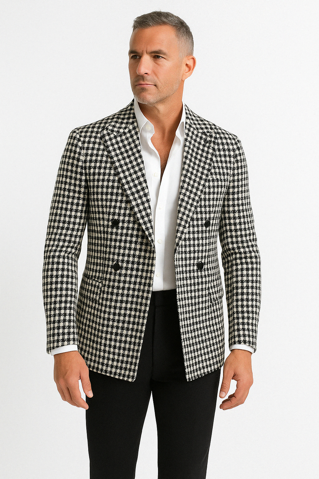 Men’s Blazer – Slim Fit – Check Pattern – Double Breasted – Formal Wear