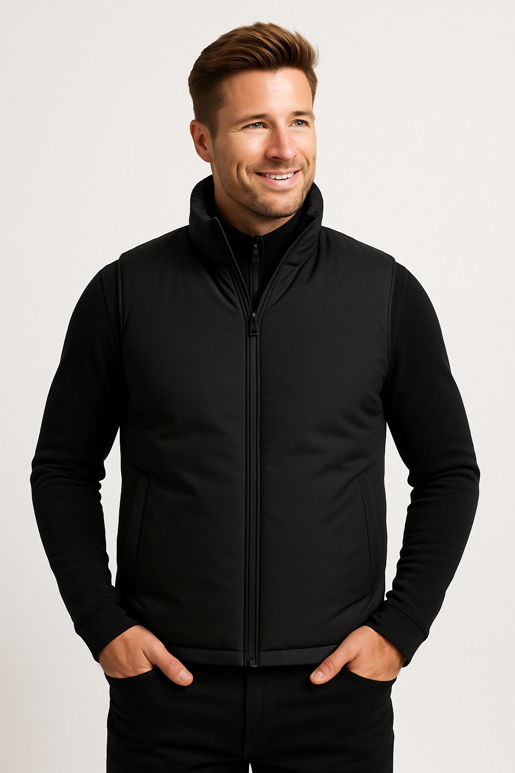 Men’s Puffer Vest – Slim Fit Quilted – Lightweight Insulated – High Collar