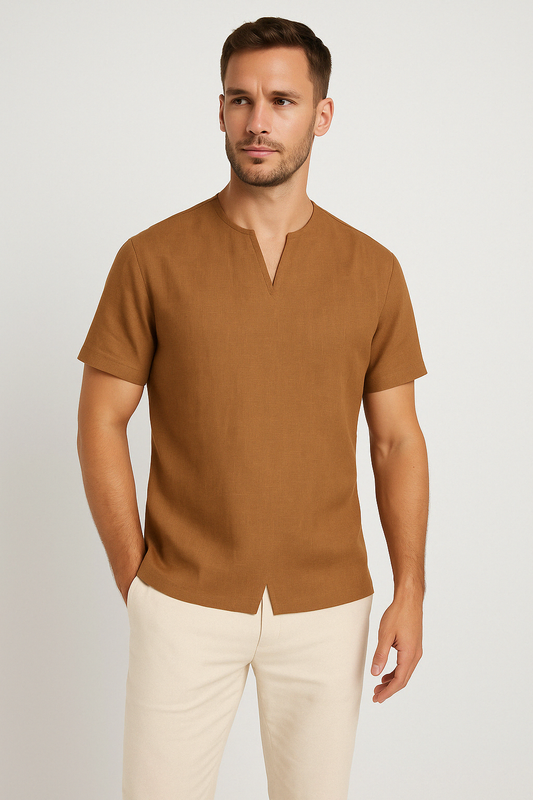 Men’s Oversized T-Shirt – Cotton Blend – V-Neck – Relaxed Fit – Short Sleeve Casual