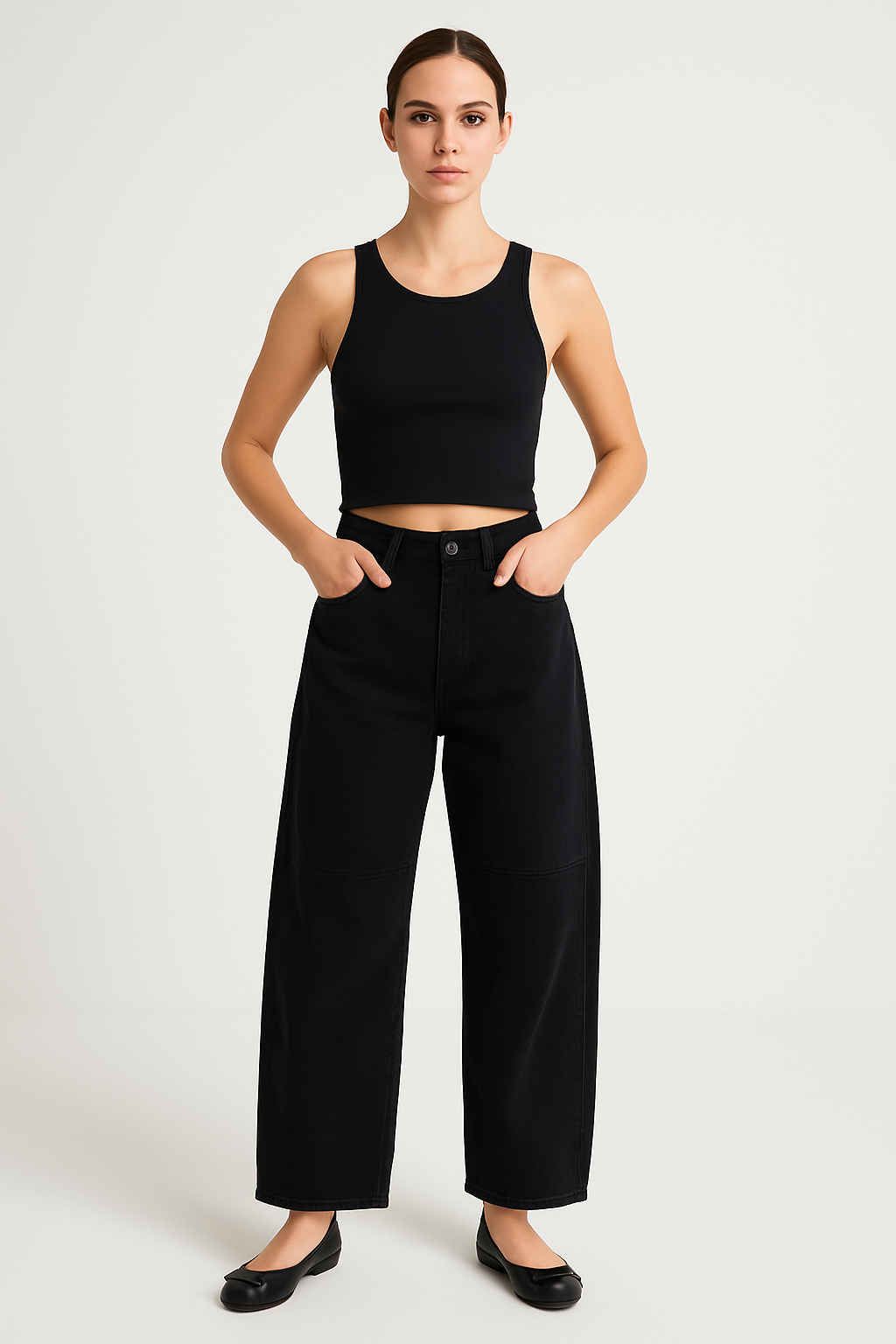 Women’s Barrel-Leg Jeans – Relaxed Fit – Animal Print – Full Length