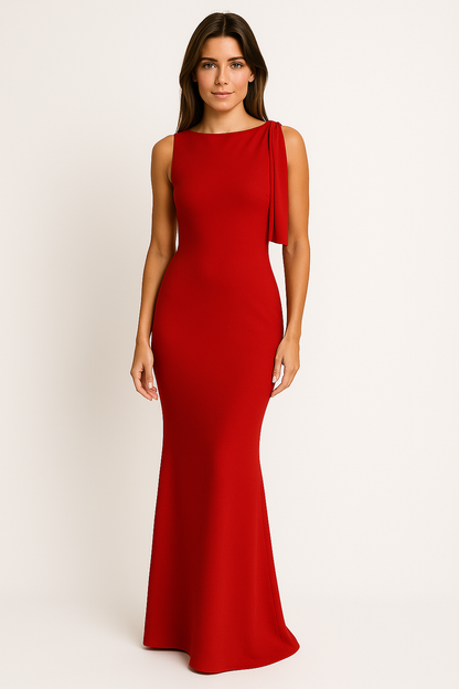 Women’s One-Shoulder Dress – Slim Fit – Satin Finish – Floor-Length Formal Gown