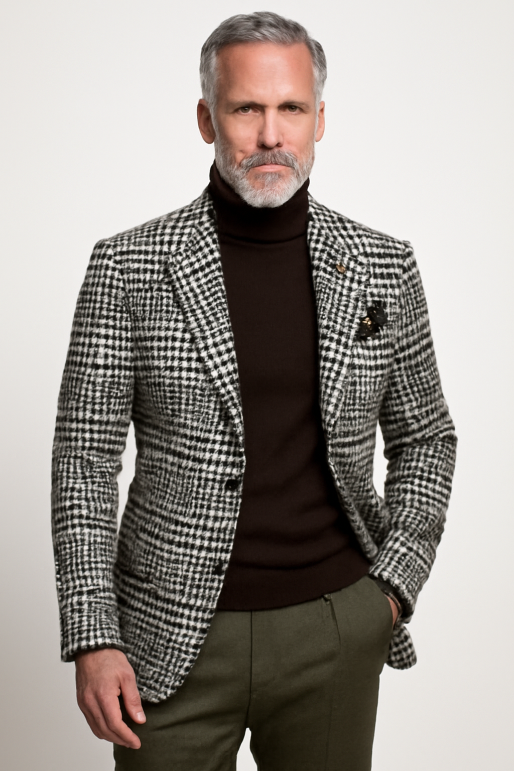 Men’s Blazer – Slim Fit – Houndstooth Pattern – Single Breasted Formal Wear