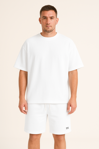Men’s Athletic Set – Relaxed Fit – Short Sleeve Top & Knee-Length Shorts – Cotton