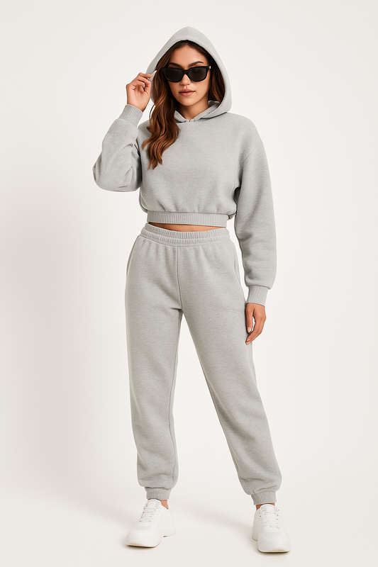 Women’s Hoodie and Pants Set – Soft Cotton – Relaxed Fit – Ribbed Cuffs – Athleisure