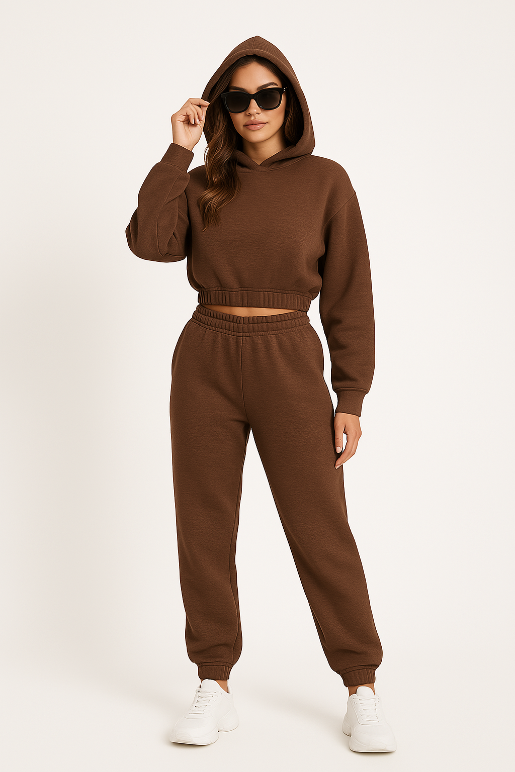 Women’s Hoodie and Pants Set – Soft Cotton – Relaxed Fit – Ribbed Cuffs – Athleisure