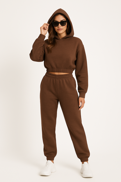 Women’s Hoodie and Pants Set – Soft Cotton – Relaxed Fit – Ribbed Cuffs – Athleisure