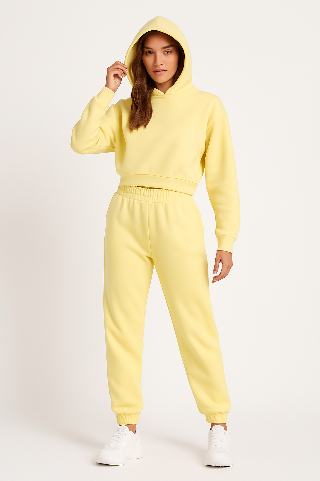 Women’s Hoodie and Pants Set – Soft Cotton – Relaxed Fit – Ribbed Cuffs – Athleisure