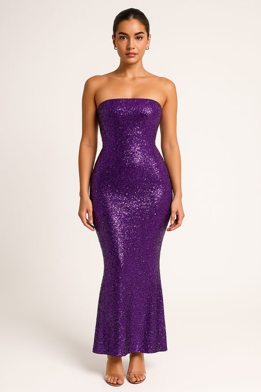 Women’s Evening Gown – Strapless – Slim Fit – Sequin Embellished – Full Length
