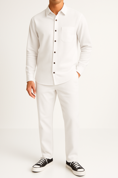 Men’s Corduroy Shirt and Pants Set – Relaxed Fit – Button-Up – Straight Leg Casual