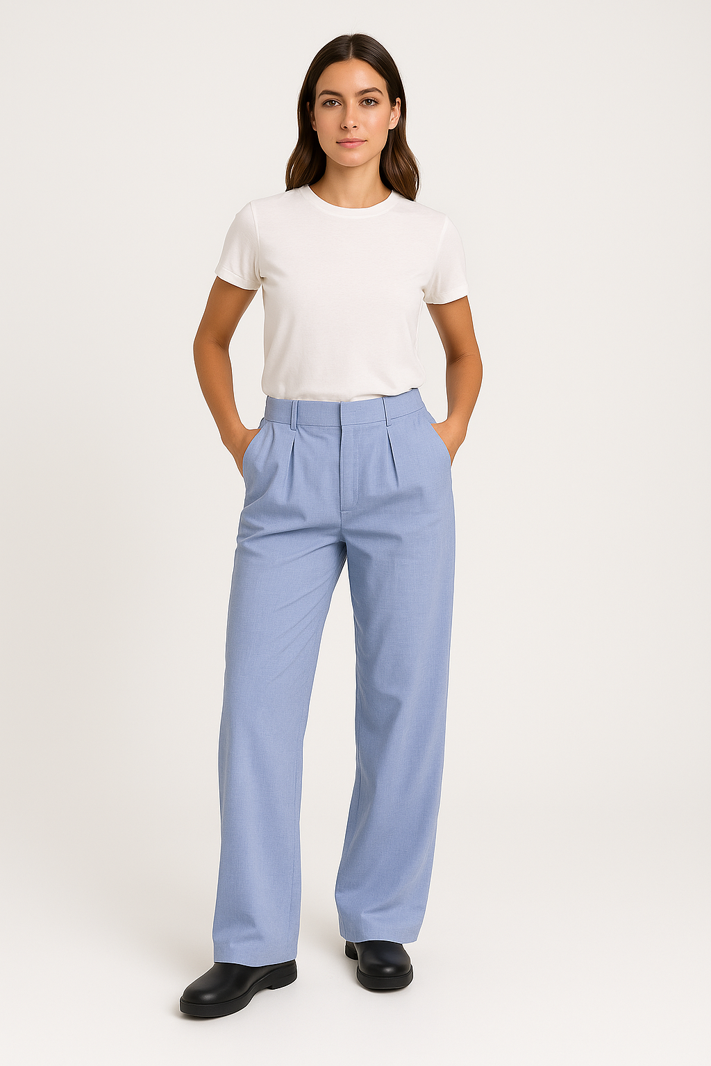 Women’s Wide-Leg Pants – High Waist – Pleated Front – Breathable Blend – Full Length