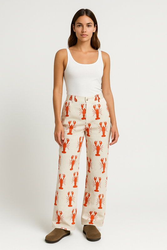 Women’s Pants – Relaxed Fit – Straight Leg – Bold Print – Breathable Blend
