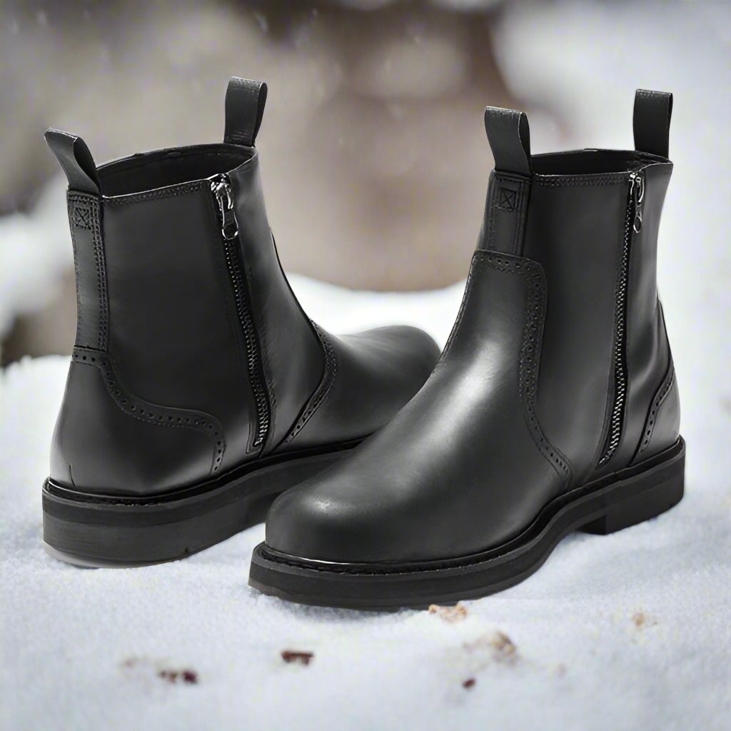 Men’s Chelsea Boots – Streamlined Fit – Leather Feel – Elastic Sides – Rubber Sole