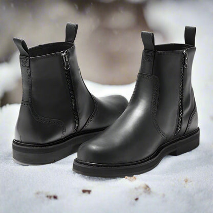 Men’s Chelsea Boots – Streamlined Fit – Leather Feel – Elastic Sides – Rubber Sole