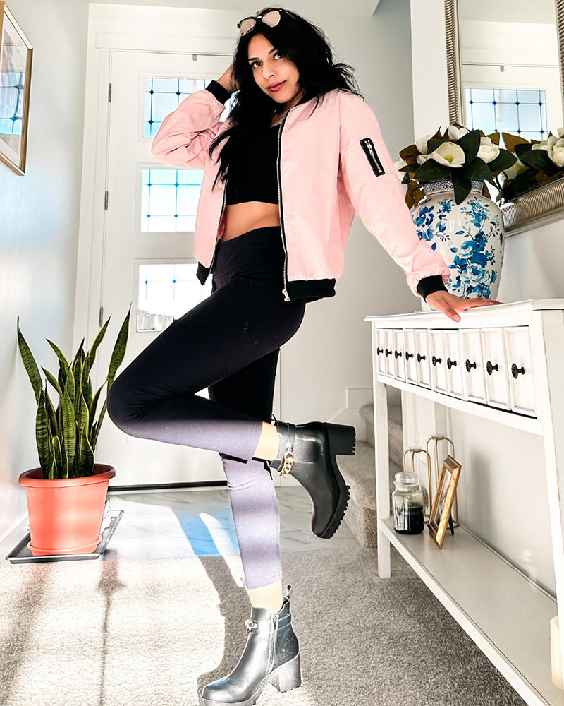 Women’s Bomber Jacket – Relaxed Fit – Breathable Blend – Ribbed Trim – Zip Front