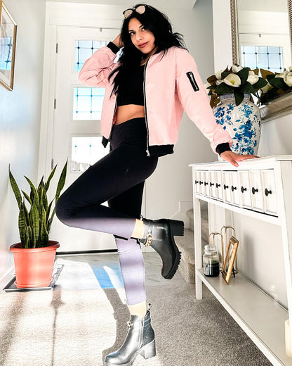 Women’s Bomber Jacket – Relaxed Fit – Breathable Blend – Ribbed Trim – Zip Front