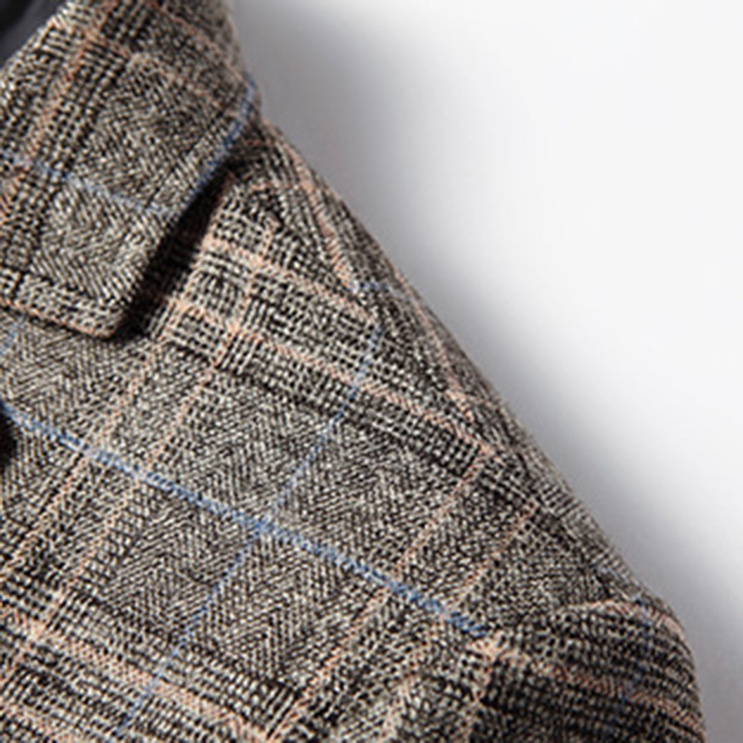 Men’s Blazer – Tailored Fit – Breathable Blend – Two-Button – Classic Plaid Pattern