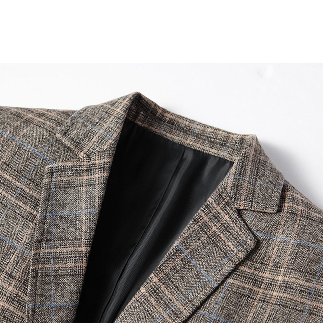 Men’s Blazer – Tailored Fit – Breathable Blend – Two-Button – Classic Plaid Pattern