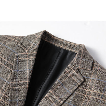 Men’s Blazer – Tailored Fit – Breathable Blend – Two-Button – Classic Plaid Pattern