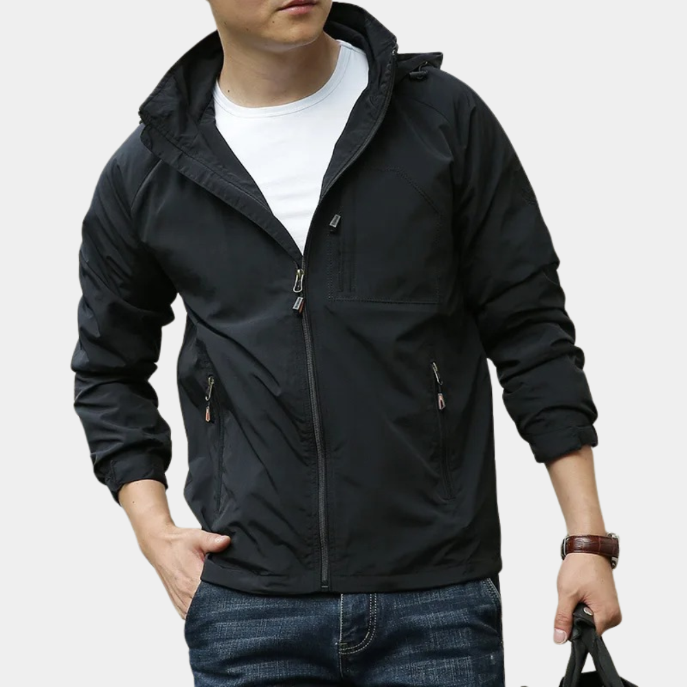 Men’s Jacket – Slim Fit – Water-Resistant – Stand Collar – Zipper Pockets – Casual Wear