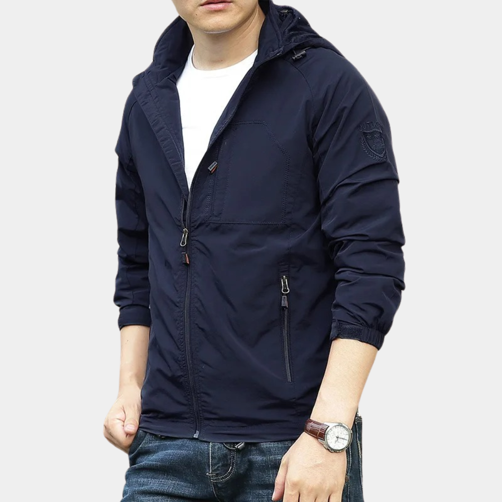 Men’s Jacket – Slim Fit – Water-Resistant – Stand Collar – Zipper Pockets – Casual Wear