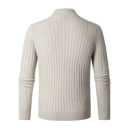 Jack Ribbed Half-Zip Sweater | Regular Fit Solid Long Sleeve Sweater