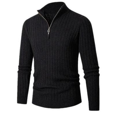 Jack Ribbed Half-Zip Sweater | Regular Fit Solid Long Sleeve Sweater