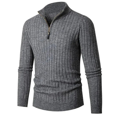 Jack Ribbed Half-Zip Sweater | Regular Fit Solid Long Sleeve Sweater