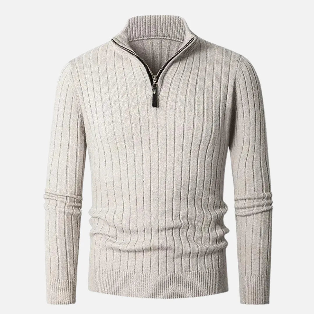 Jack Ribbed Half-Zip Sweater | Regular Fit Solid Long Sleeve Sweater