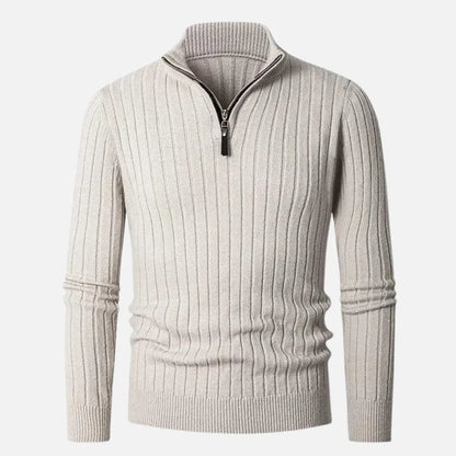 Jack Ribbed Half-Zip Sweater | Regular Fit Solid Long Sleeve Sweater