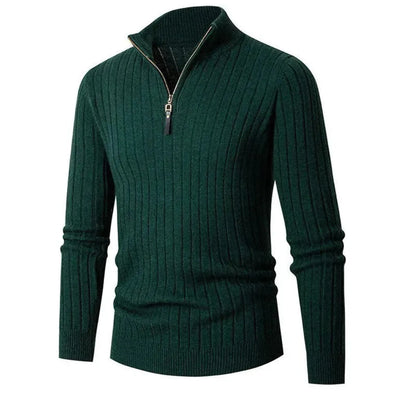 Jack Ribbed Half-Zip Sweater | Regular Fit Solid Long Sleeve Sweater