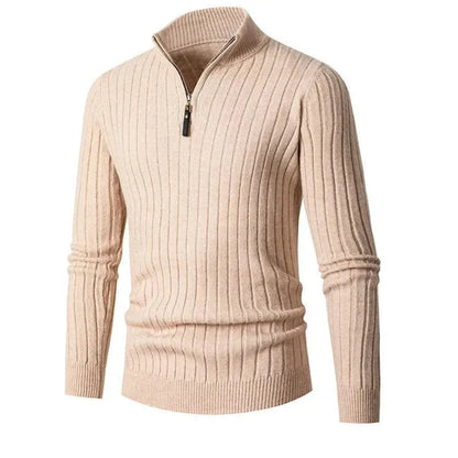 Jack Ribbed Half-Zip Sweater | Regular Fit Solid Long Sleeve Sweater